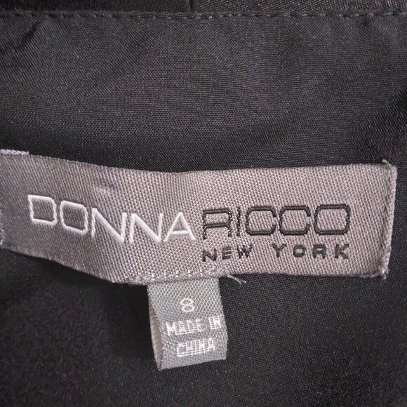 Donna Ricco | Black Party/Cocktail Taffeta Wrap Dress Rhinestone Button | Size 8 - Picture 7 of 9